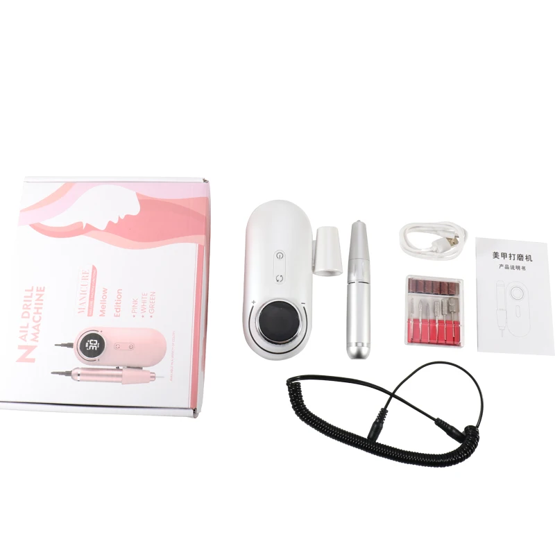 Оптовая продажа профессиональный портативный Перезаряжаемый Электрический аппарат для ногтей со встроенным аккумулятором 30000 об/мин