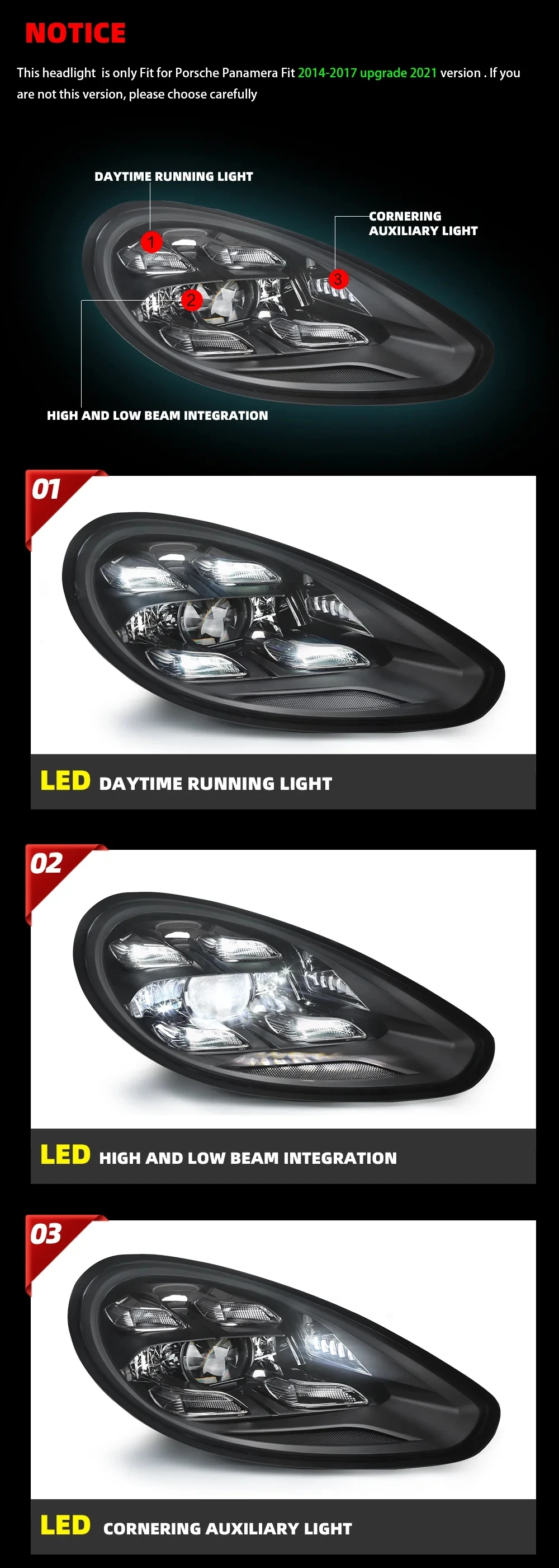 High Version LED Head Lamp Assembly Headlight For Porsche Panamera 2014-2017 Upgrade To 2020-2022 Front Lights Car Auto Parts