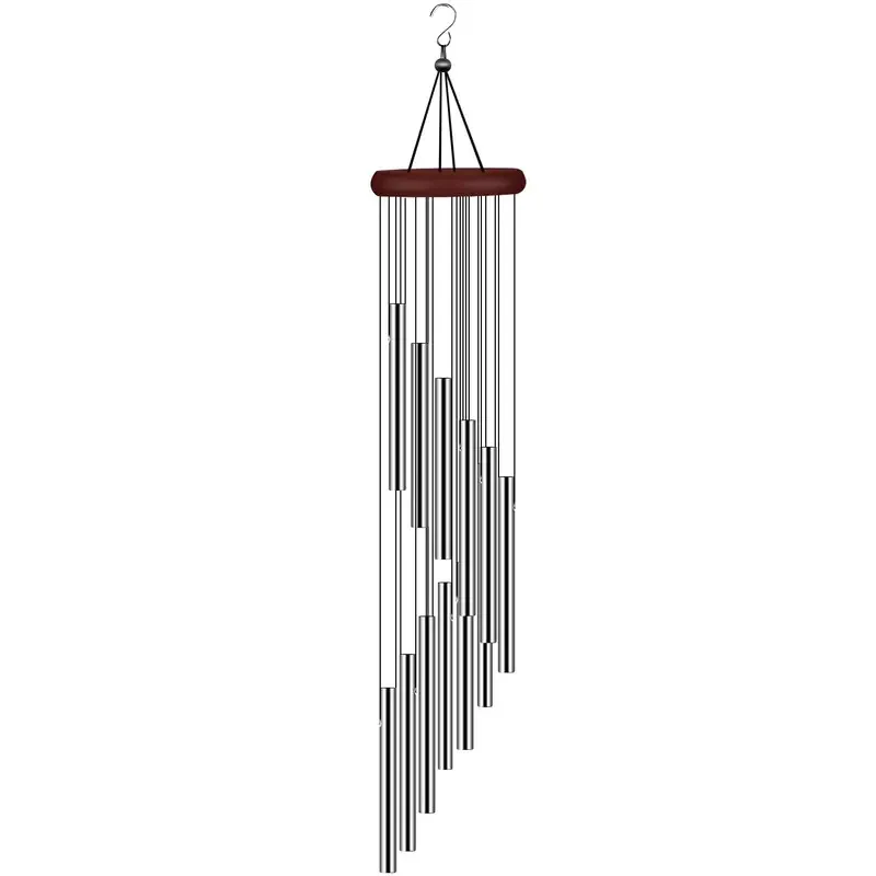 Silver Sympathy Wind Chimes for Outdoor, Pet Memorial Wind Chime for Patio, Wooden Wind Chimes for Home or Garden Decor