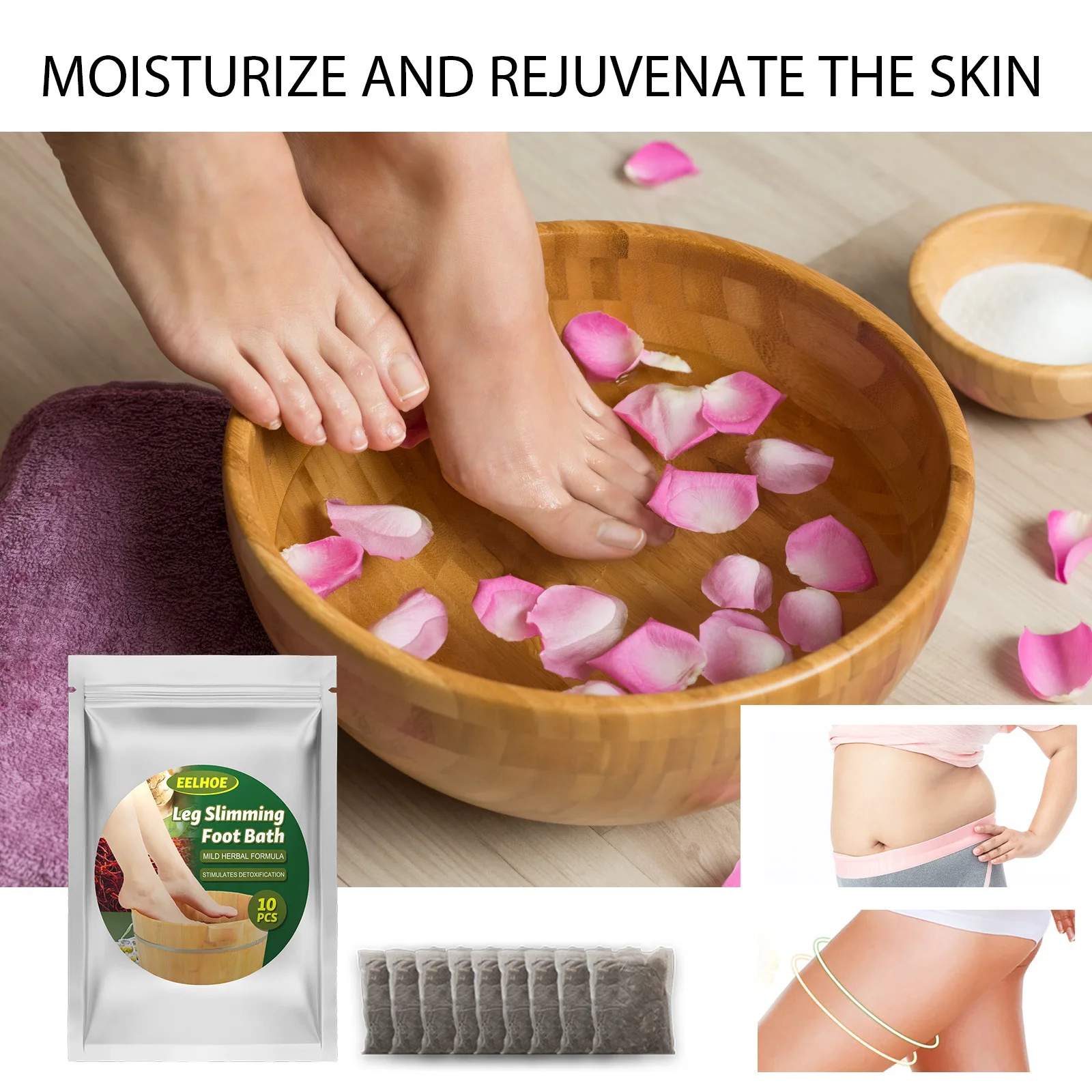 EELHOE Natural Mugwort Herb Foot Soak Lymphatic Drainage Ginger Foot Soak Leg Slimming Foot Bath Bag