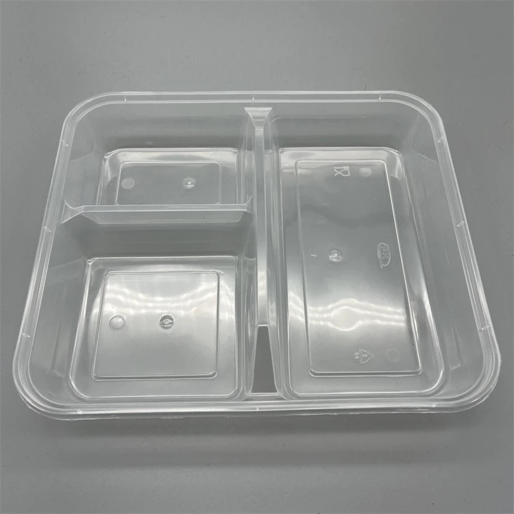 Disposable Plastic Take Away Food Packing Box Lunch 3 Compartment Lunch Box