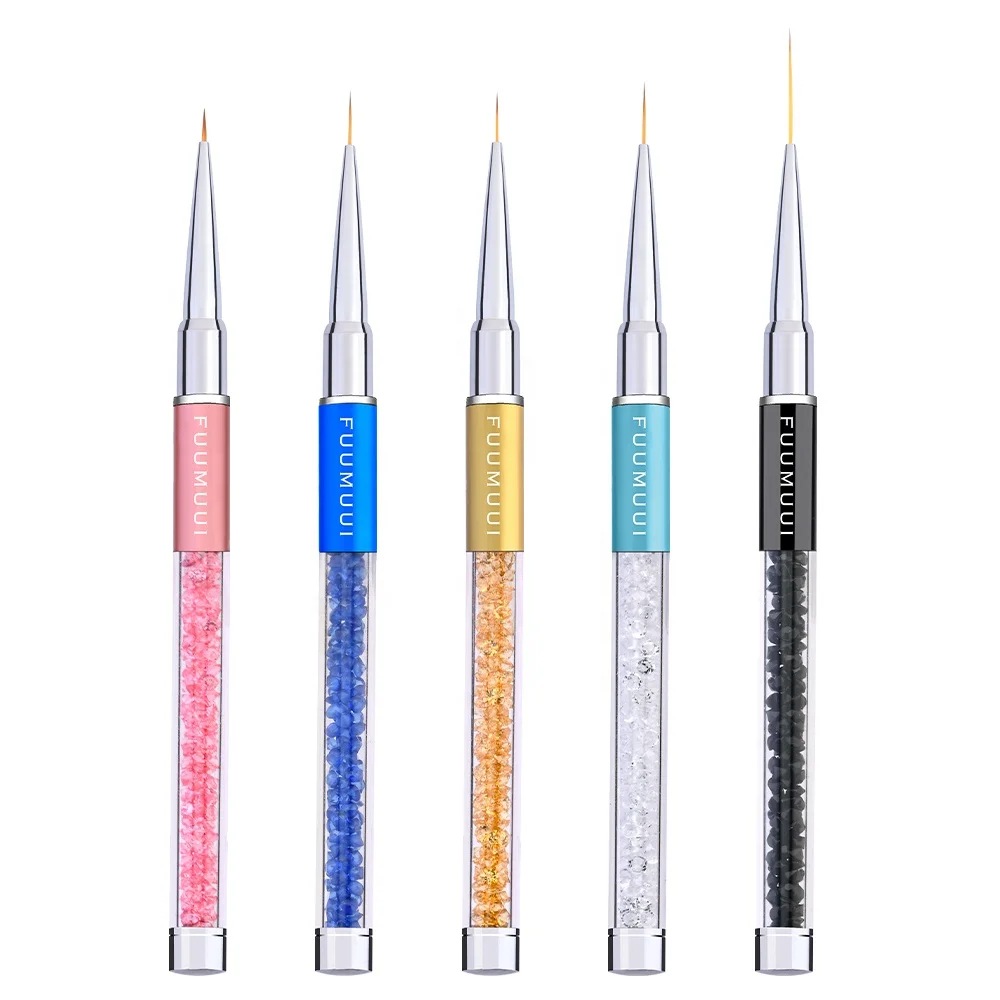 2022 Customized Hair Length 7/9/11/20/25mm 3D Brush Nail Art Liner Brush Dual Ended Long Liner Brushes UV Gel Painting Acrylic