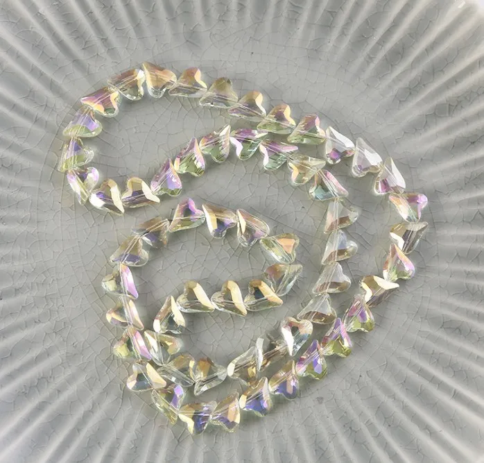 Glass beads manufacturers diy bracelet necklace jewelry accessories  Heart-shaped transparent crystal loose beads  Plating bead