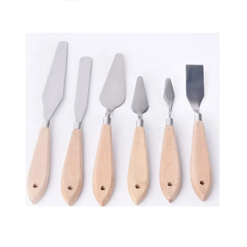 New single paint palette oil painting Gouache scraper art supplies wooden handle pick/shovel knife manufacturer wholesale