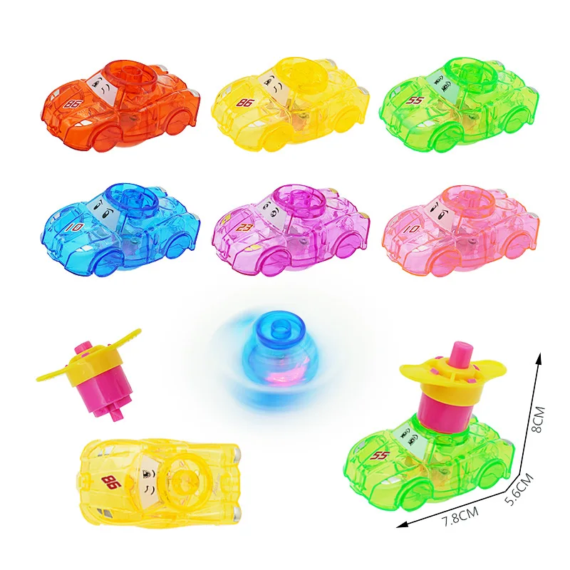 Kids Spinning Top Car Shaped Gyro Small Plastic Gyroscope Light Up Flashing Toys