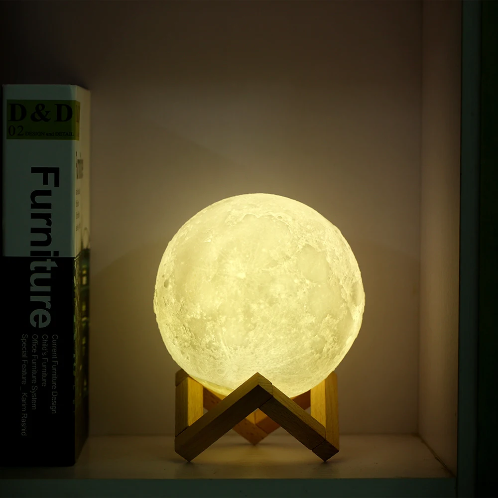 Creative Bedroom Led Small Night Light 3D Moon Kids Usb Bedside Lamp Table Lamp