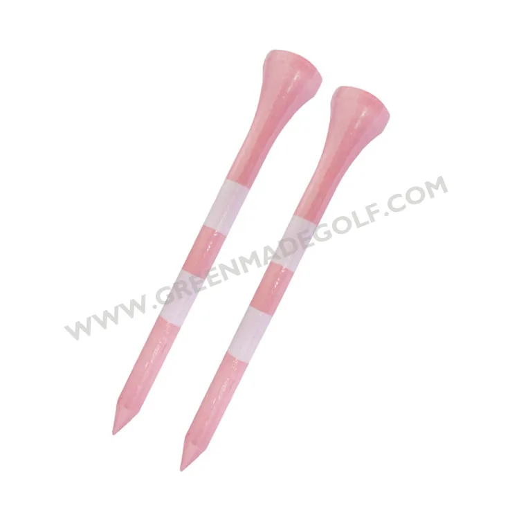 Bulk mini middle long size golf tees 2 stripes circle golf tees wood bamboo material endurable cheap bulk packing golf accessory