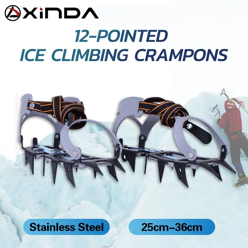 XINDA  steel 12 teeth ice climbing crampons for high mountains 6km maximum