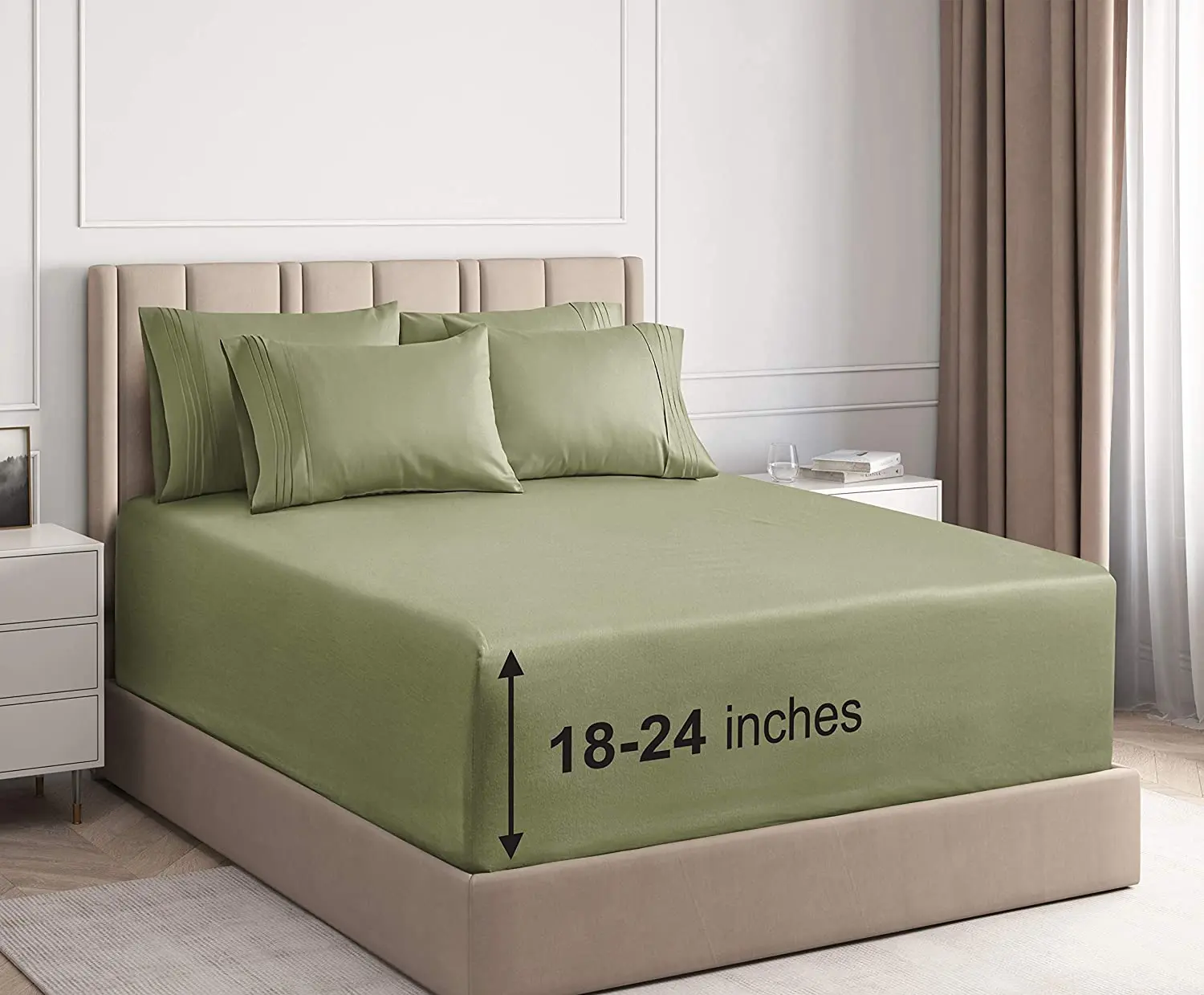 Простыни с глубоким карманом, установкой Калифорнийского короля, охлаждающие простыни до 21-дюймового глубокого матраса-Роскошные 1800 постельные принадлежности отеля-самые мягкие простыни