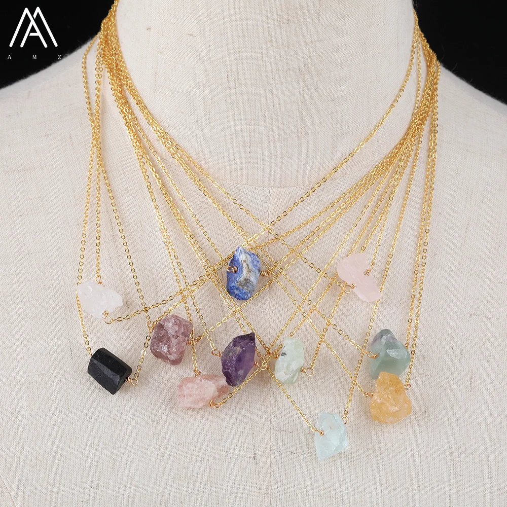 High Quality 18k Gold Plating Chain Crysta Necklace Natural Gemstone Connector Jewelry Wholesale Gifts