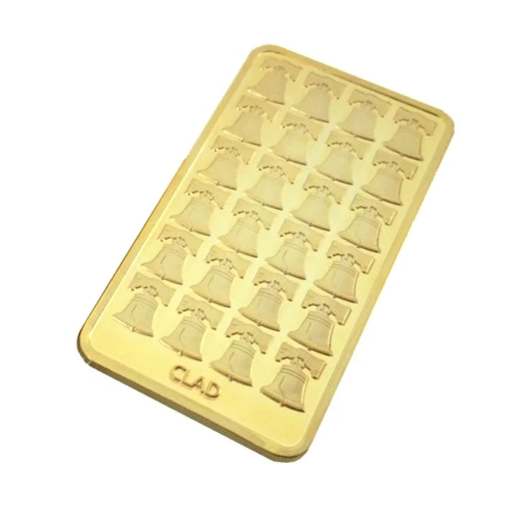FS-Craft High Quality 24k Pure Gold Bell Bullion Gold Plated 1 Troy Ounce Souvenir Bar