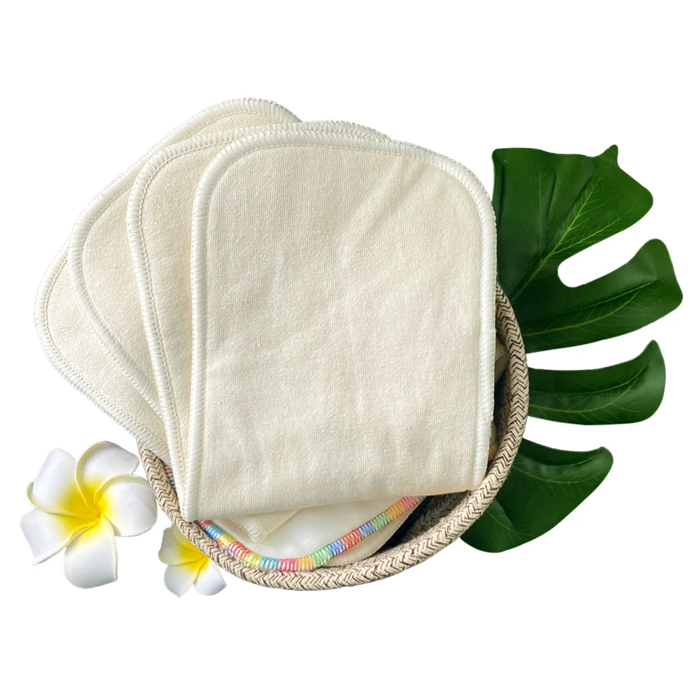 High quality washable 4 layers hemp cotton reusable 55%hemp 45%cotton breathable hemp cotton insert for baby cloth diapers