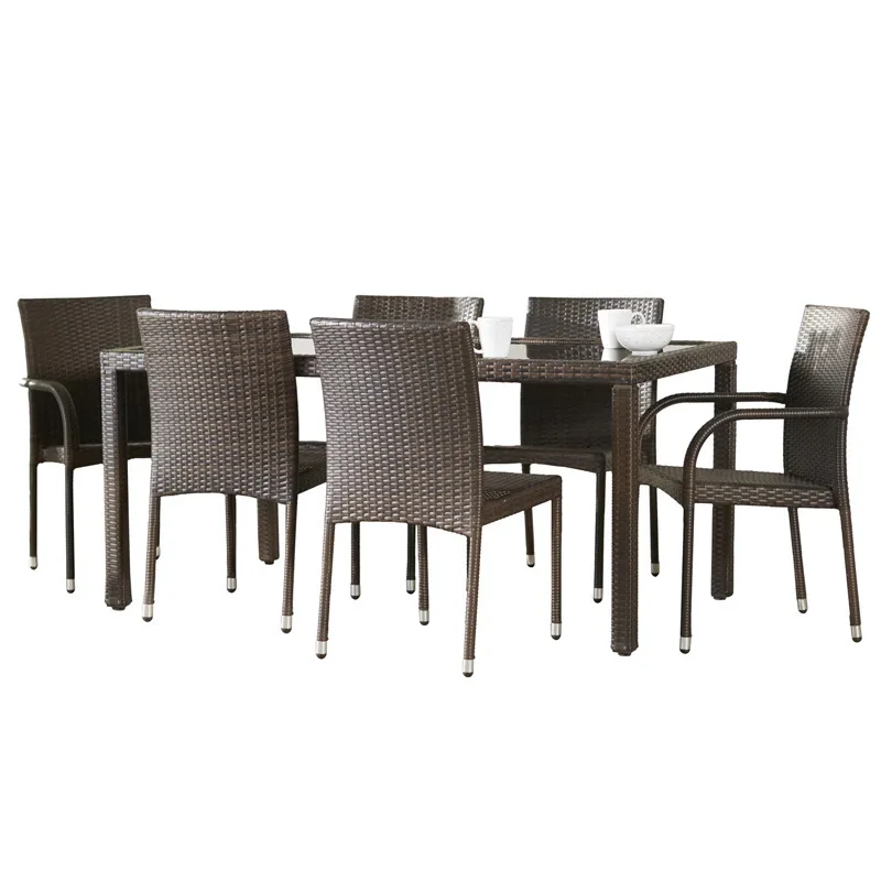 6pcs Set Rattan /Wicker Outdoor Furniture Patio Garden Table and Chairs Dining Table Set