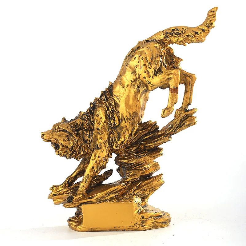Team Work Spirit Symbol Wolf Sculpture Souvenir Trophy Award Decoration Resin Craft Wolf Statue