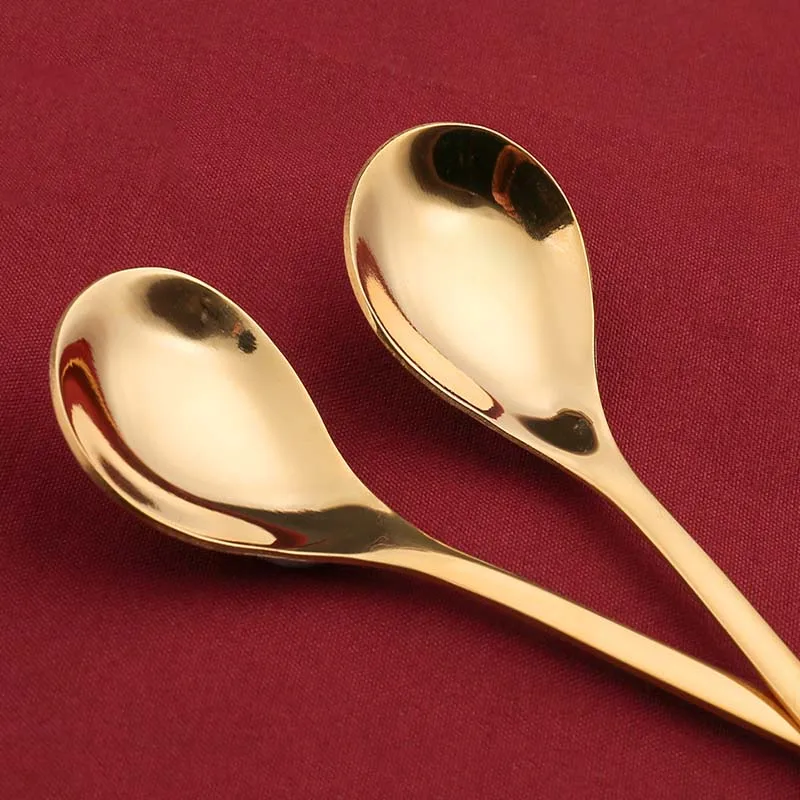 Coffee Spoon Cutlery Gold Stainless Stirring Scoop Milk Ice Dessert Spoons Set China New Year Fine Pendent Ladle