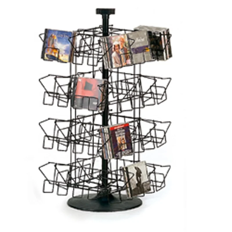 CD Retail Store Multi-Tiered Rotating Tabletop Cd Storage Holder Rack Double Sided Cd Dvd Display Rack