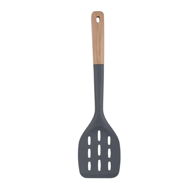 Factory Direct Sales 2021 New Design E-commerce Product Food Grade Silicone and Wood Kitchen Utensils 7 Pieces