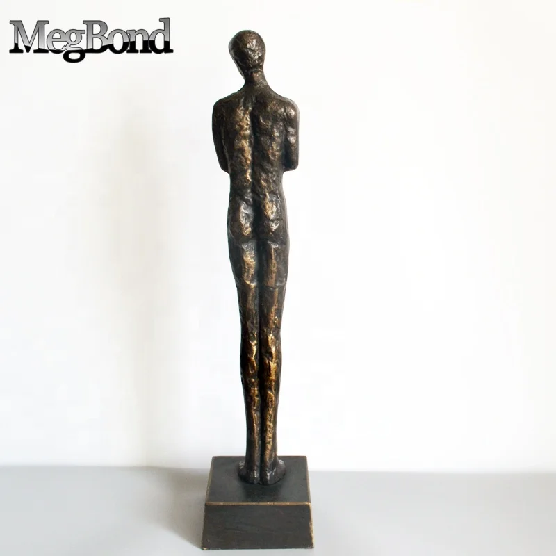 Antique bronze bodybuilding indoor abstract man sculpture, lost wax looking cast iron abstract statue