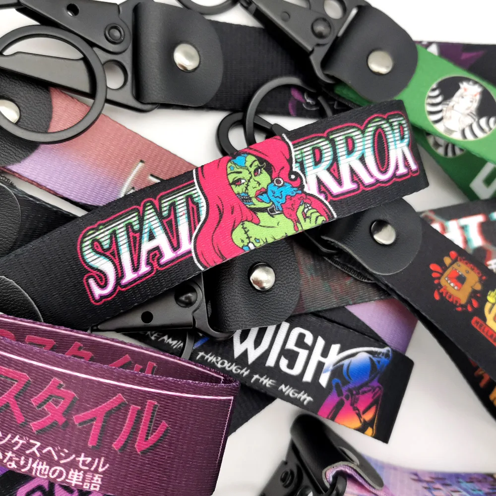 JDM cultural keychain car motorcycle scooter keychain wrist strap anti-lost short lanyard