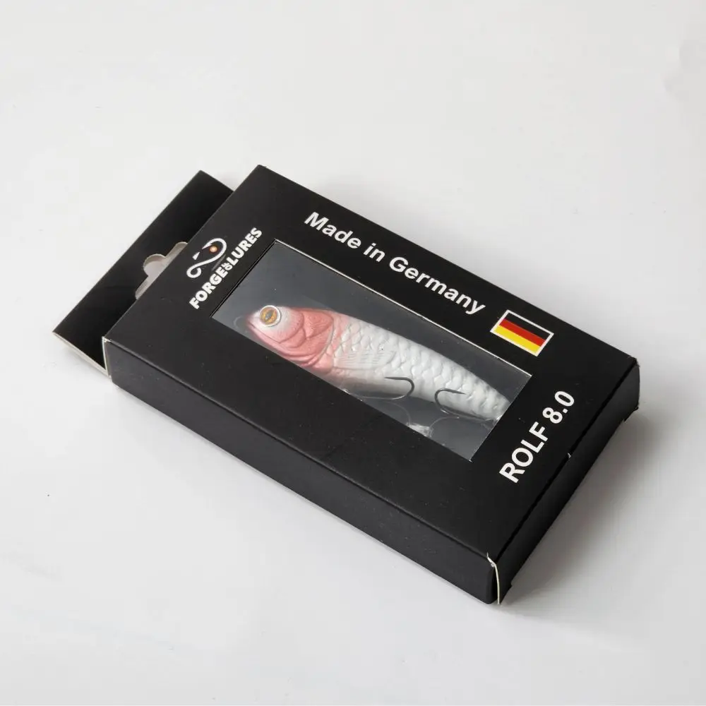 Custom Logo Printing Black Paper Fish Bait Packaging Box with Pvc Window Fishing Hook Packaging Box