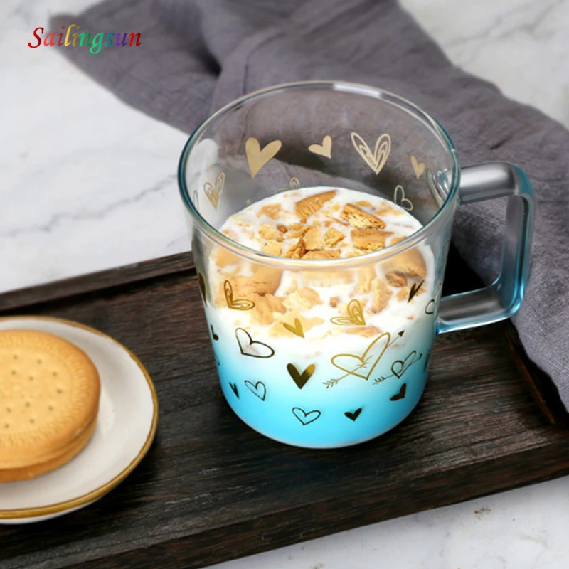 golden decal brief simple style thermo colored borosilicate glass tea coffee mug