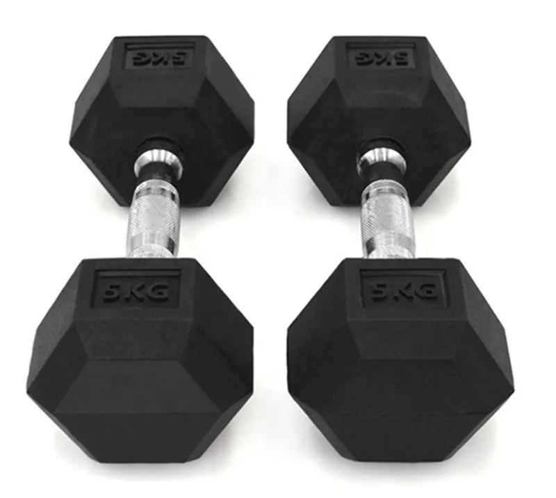 Home and commercial weight lifting rubber HEX dumbbell set kg lb