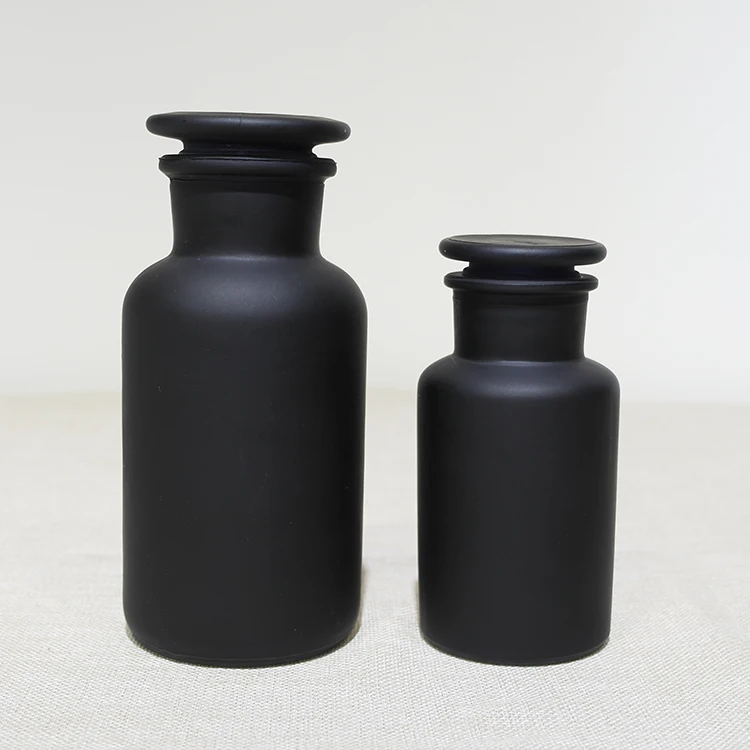 250ml/500ml Black apothecary jar,wholesale glass apothecary jars