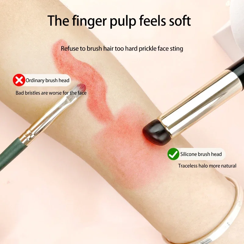 Mini Silicone Lip Brushes With Cover Angled Round Head Lipstick Smudge Brush Portable Lip Gloss Balm Applicator Cosmetic Tools