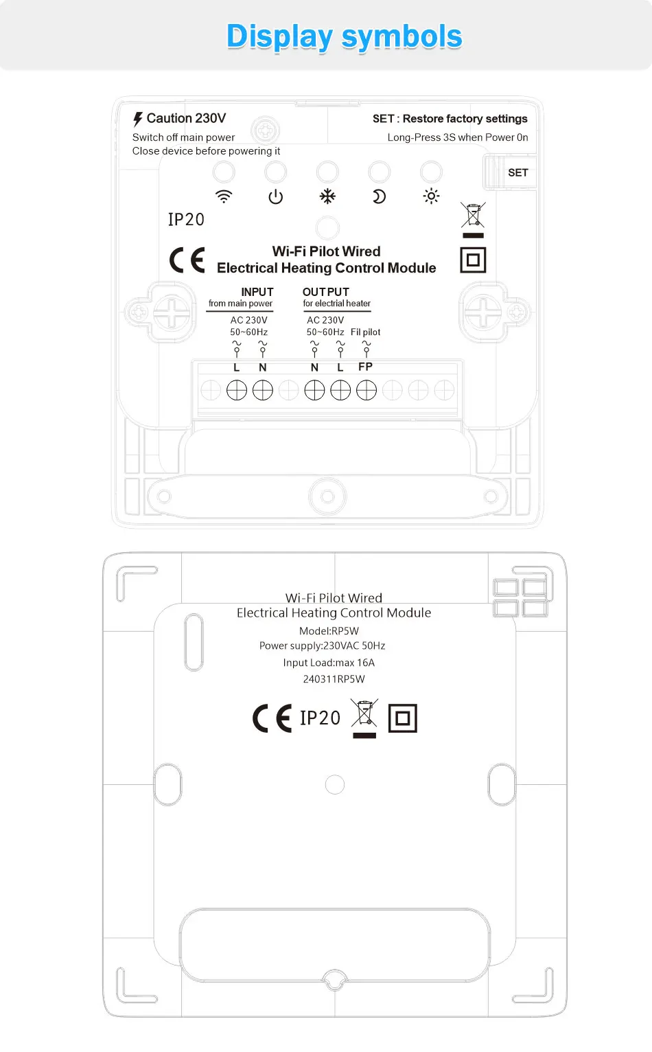 Electric Radiator Wifi Thermostat Heating Controller Pilot Wire pilot module