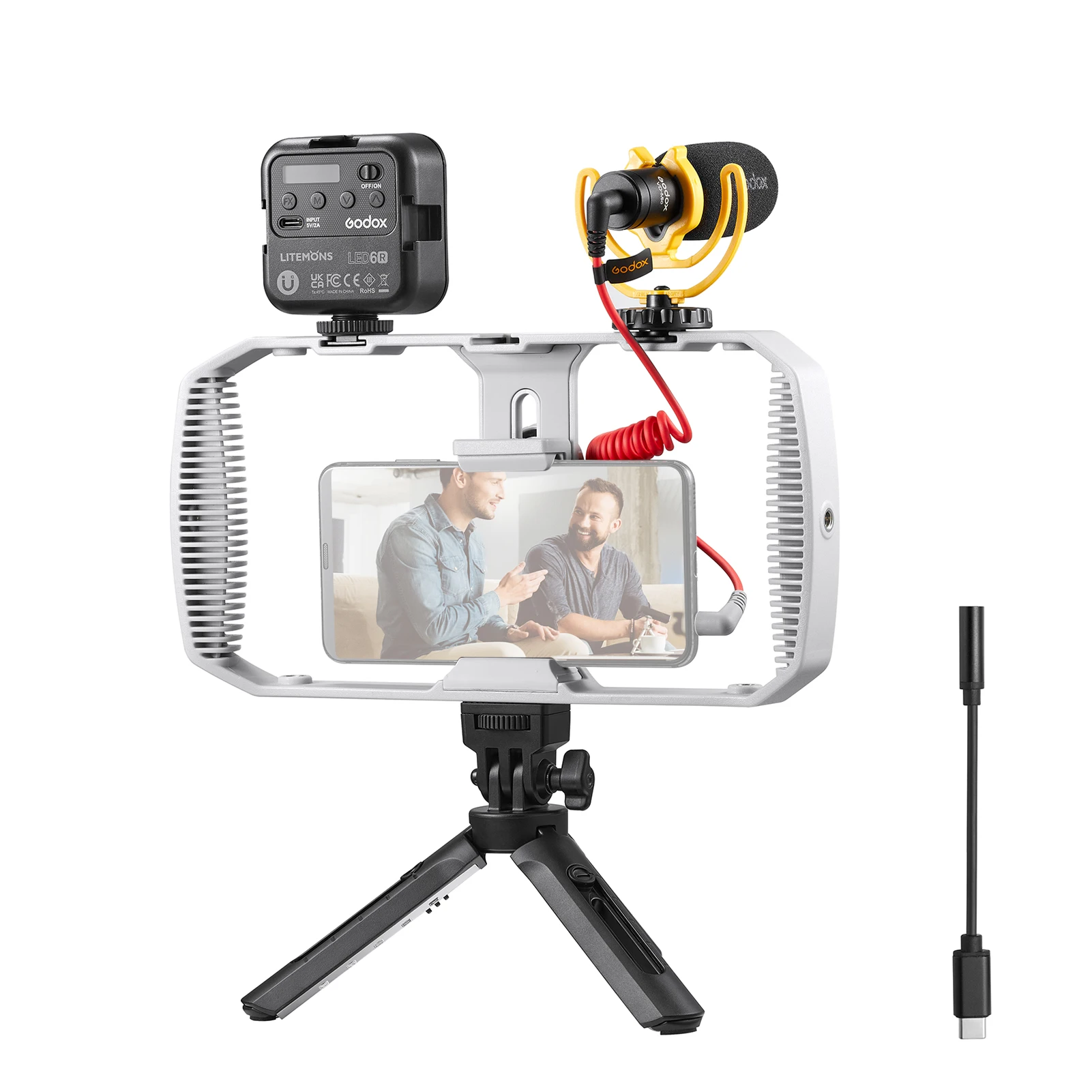 Godox VK1-UC Phone Vlog Kit Smartphone Rig Video Kit for USB Type-C Interface Mobile Devices Selfie Vlog Live Streaming Video