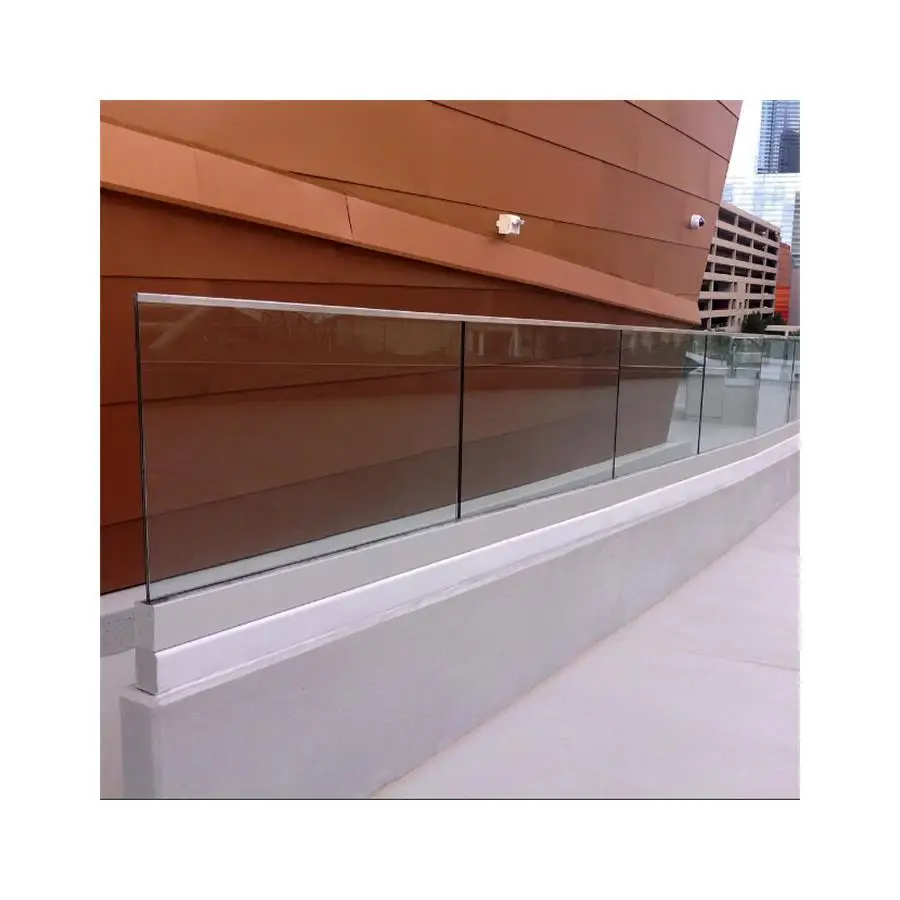 Prima led glass railing with led light strip aluminum u channel profile outdoor balcony stair deck frameless glass baluster