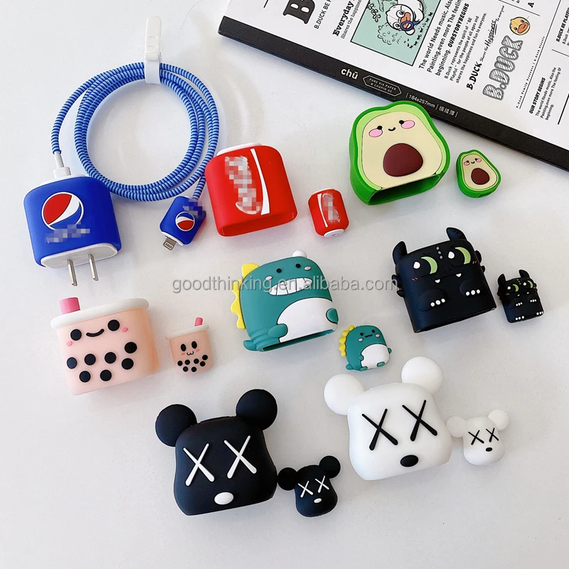 4 в 1 протектор кабеля, индивидуальный дизайн, OEM логотип, оптовая продажа, чехол для зарядного устройства 18 Вт 20 Вт, защита зарядного устройства для iphone