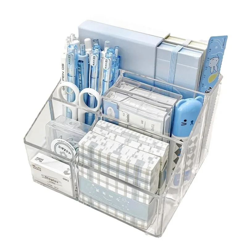 Office Home Classroom School Acrylic Clear Pen Holder Student Display Stationery Storage Case Box