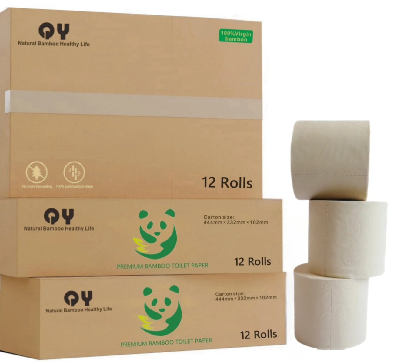 Free Sample Bamboo Pulp Toilet Paper Roll Soft Recycled Bathroom Tissue with Embossed Dots 2-4 Ply Options FSC Certified