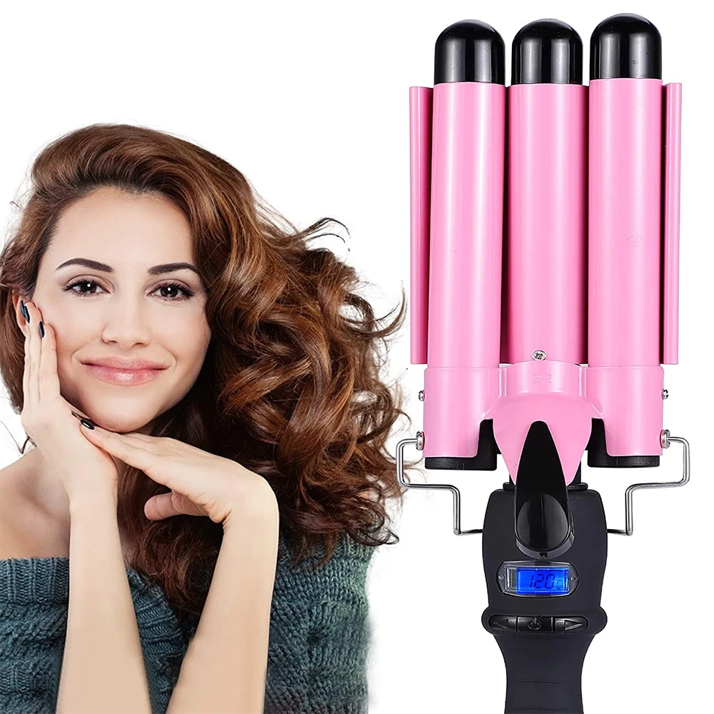 OEM Hair Styling Tools Fast Heating Hair Curler Waver 3 Barrel Ceramic Barrel Curling Iron 28MM Big Wave Hair Curler Wand