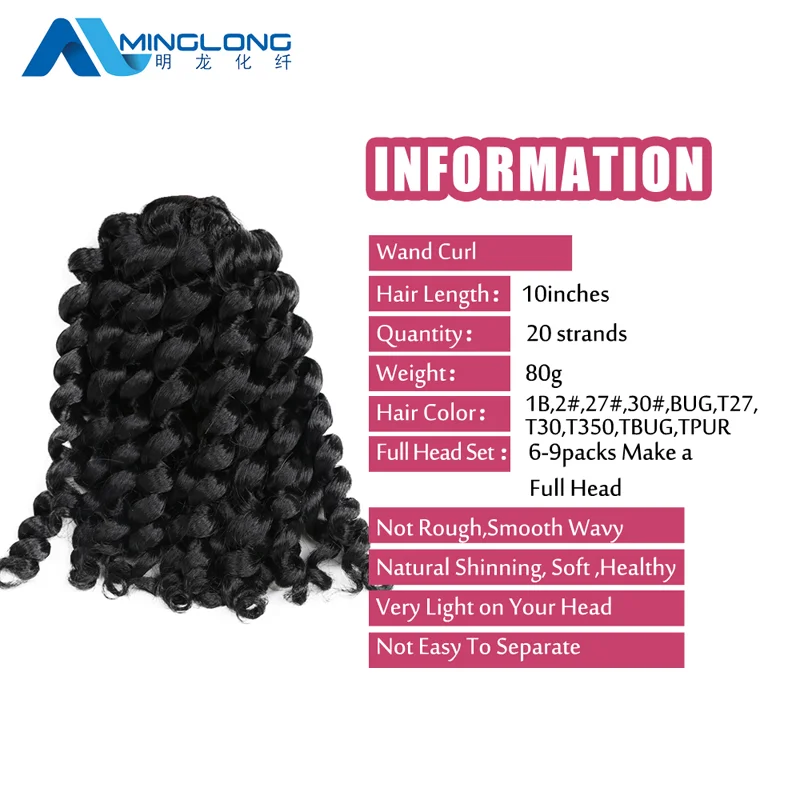 Wand Curl Crochet Braids Jamaican Bounce Curly Hair African Black Color Synthetic Crochet Braiding Hair Extensions For Women