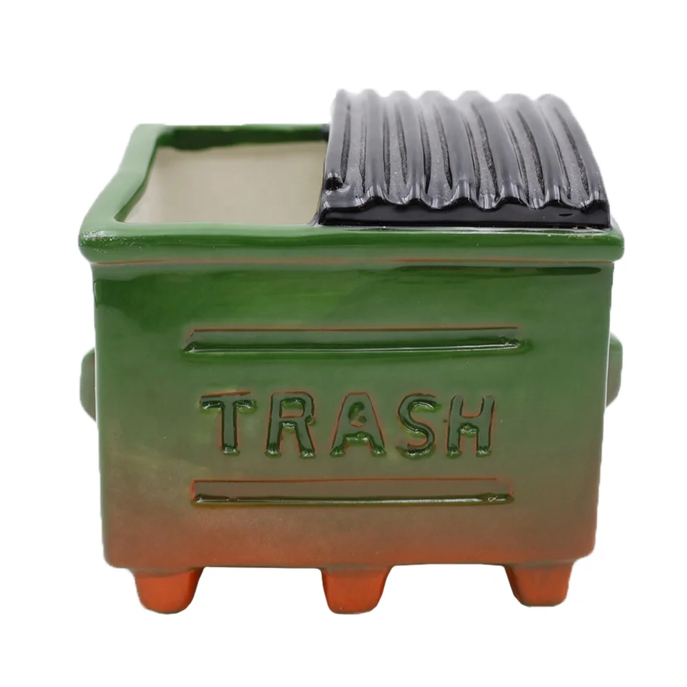 Customizable wholesale unique themed barware porcelain trash dustbin cocktail beverages glass cup ceramic dumpster fire tiki mug