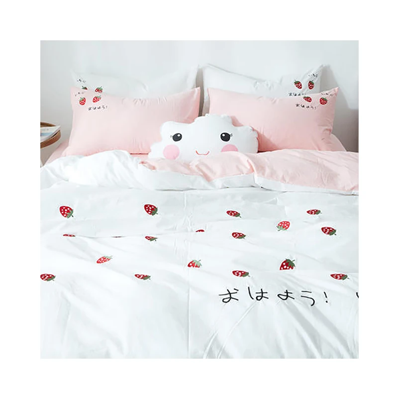 Professionally designed cute girly printed bed linen fabric 100% polyester home wash fabric