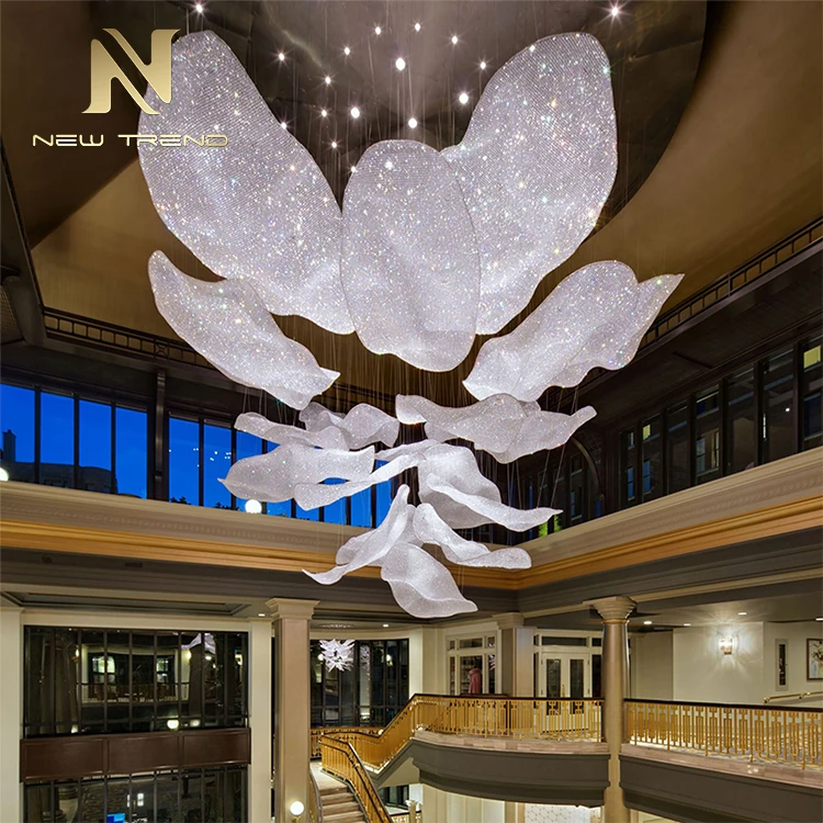 Art Design Ballroom Hotel Lobby Hall Decoration Project Lighting Ceiling Large Crystal Chandelier