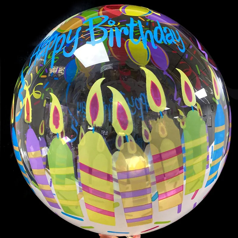 20inch Printed BoBo Balloons Transparent Bubble Light Up Led Balloons Birthday Balloons Party Wedding Decorations