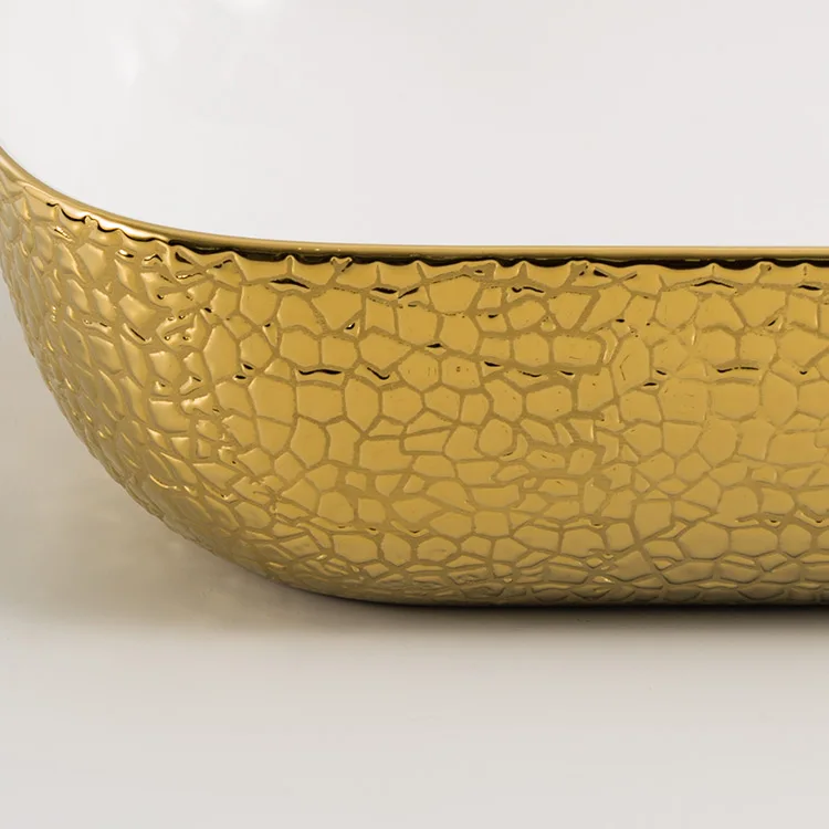 40 HQ lavabo white porcelain ceramic vessel vanity sink art basin electroplate wash basin CE sink from Chaozhou yingjie