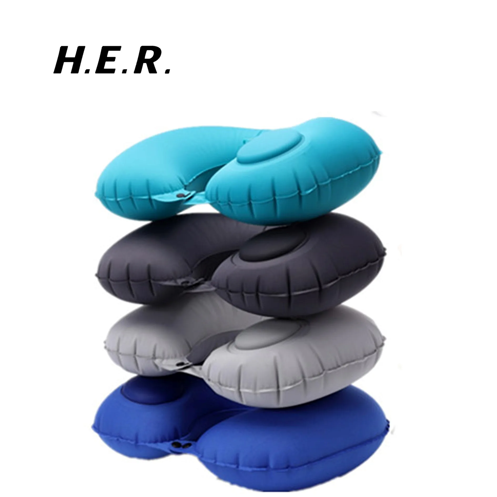 Convenient Adjustable Outdoor Camping Trip Inflatable Headrest Air Pillow U-shaped Inflatable Pillow Of The Press Type