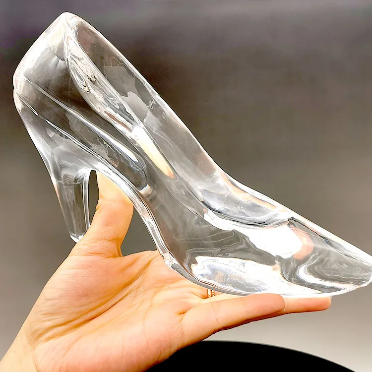 New Crystal Glass Shoes Princess High-heeled Shoes for Wedding Birthday Souvenir Home Decoration Romantic Gift