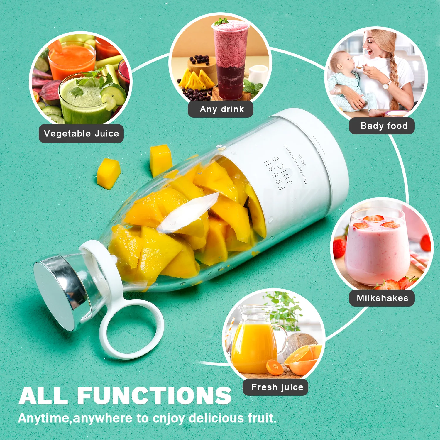 Portable Electric Juicer Blender Usb Mini Fruit Mixers Juicers Fruit Extractors Food Milkshake Multifunction Juice Maker Machine