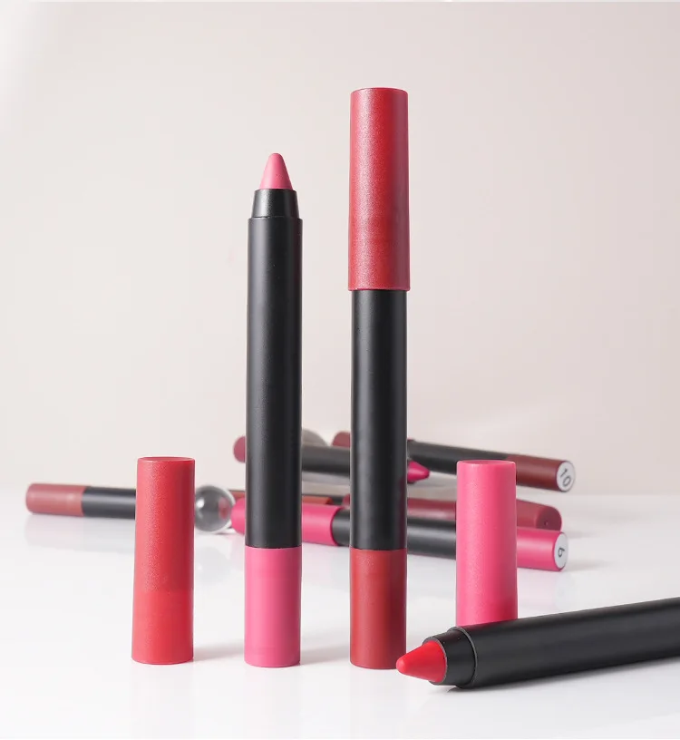 Crayon Pencil Lipstick Long Lasting Vegan Crayon Lipstick Waterproof Crayon Creamy Matte Nude Lip Liner Lipstick