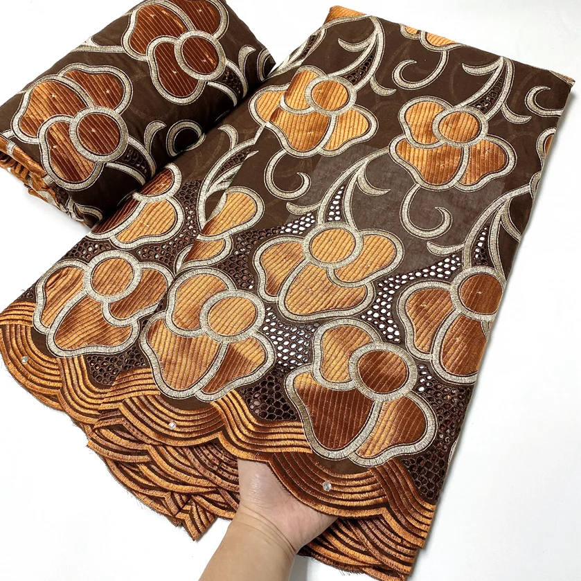 African Cotton Punch Embroidery Lace Fabric High Quality Nigerian Swiss Voile In Switzerland Lace Fabrics OK7031