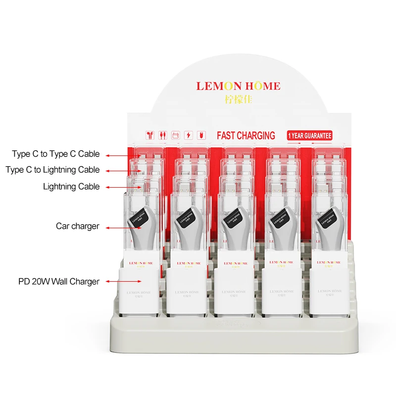 NEW design Usb data Cables suit PD 20W charger Set with tube display box USB C-8pin Fast Charging Cable car charger For IPhone