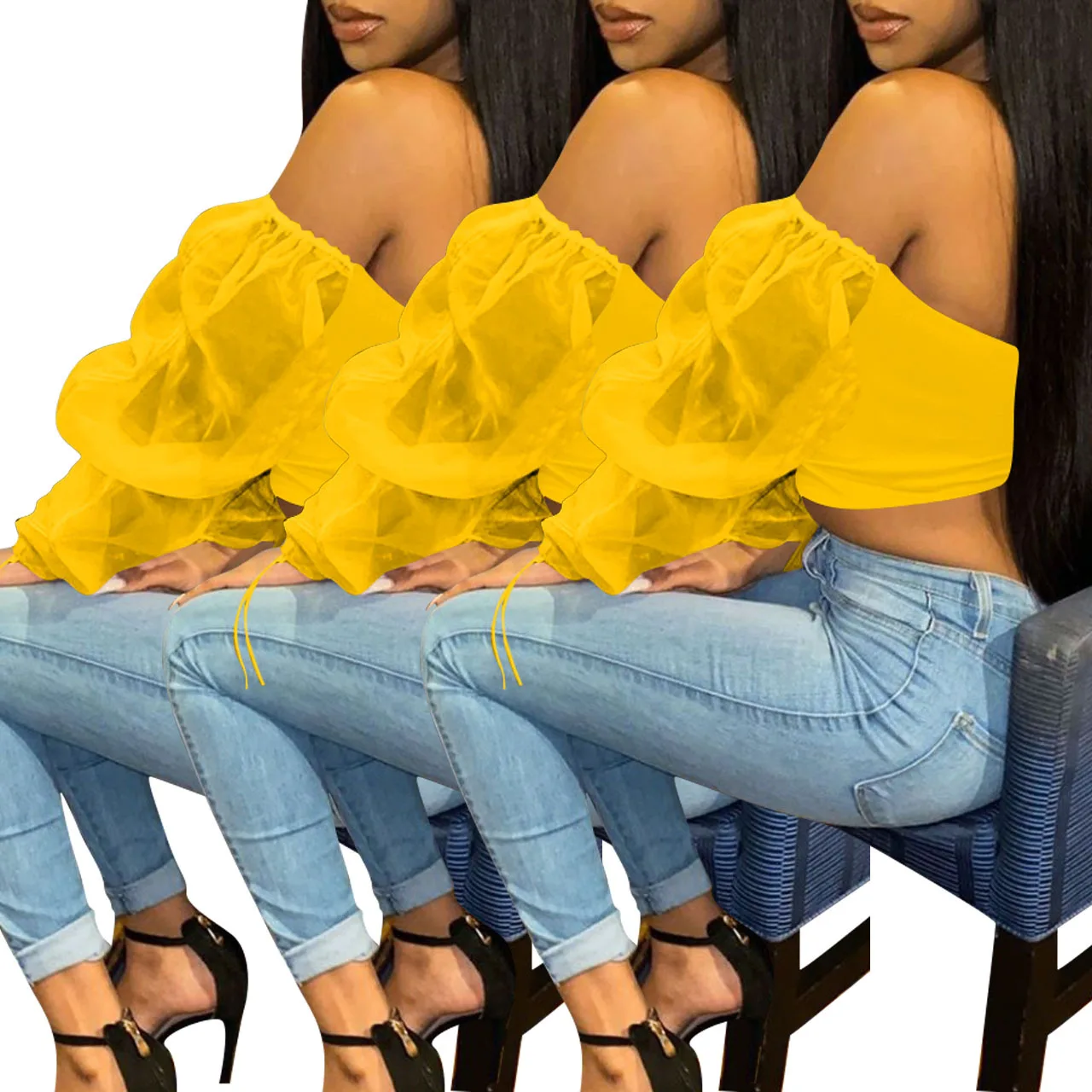 2022 Summer Streetwear T Shirt Solid Women Long Sleeves Fashion Sexy Strapless Top T-Shirt Sexy Women Mesh T Shirts