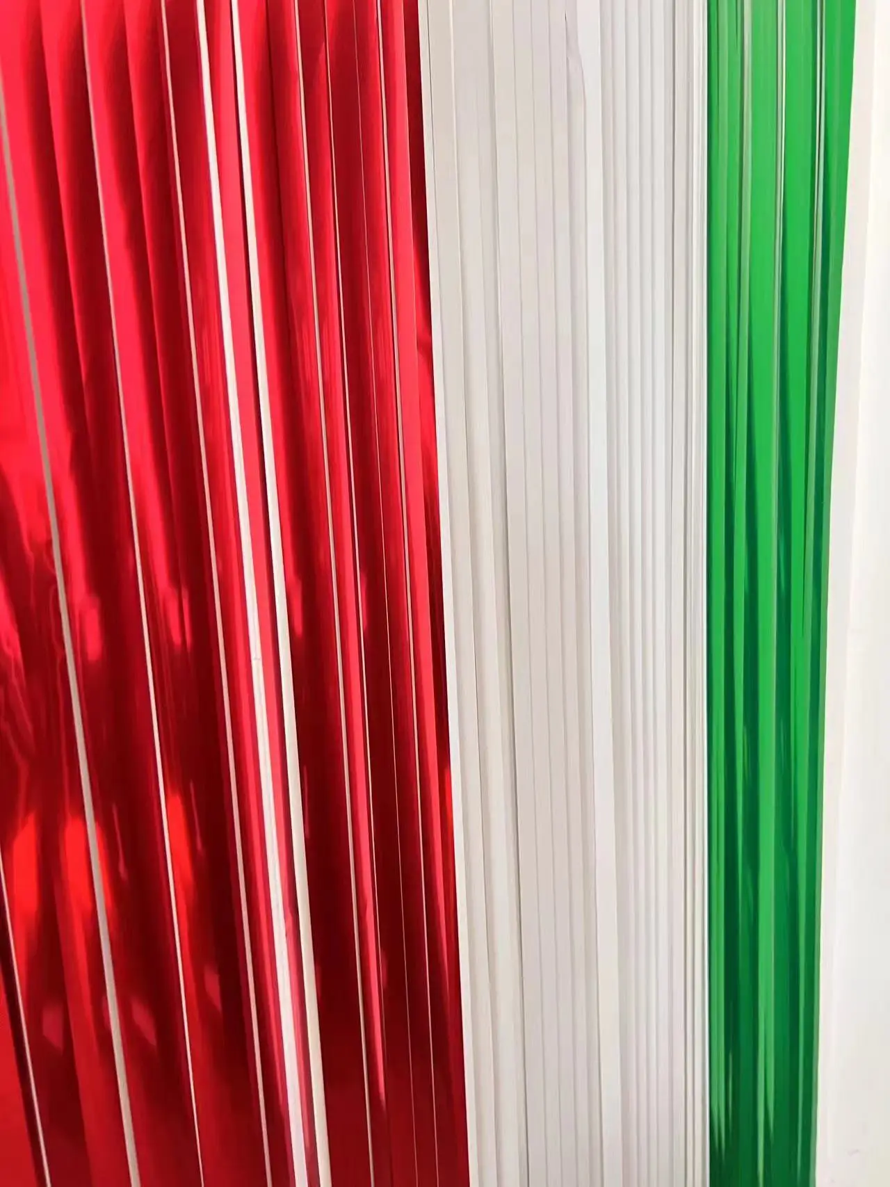 Red Blue White Foil Fringe Curtain Backdrop, Metallic Tinsel Foil Fringe Streamers Curtains for Photo Booth