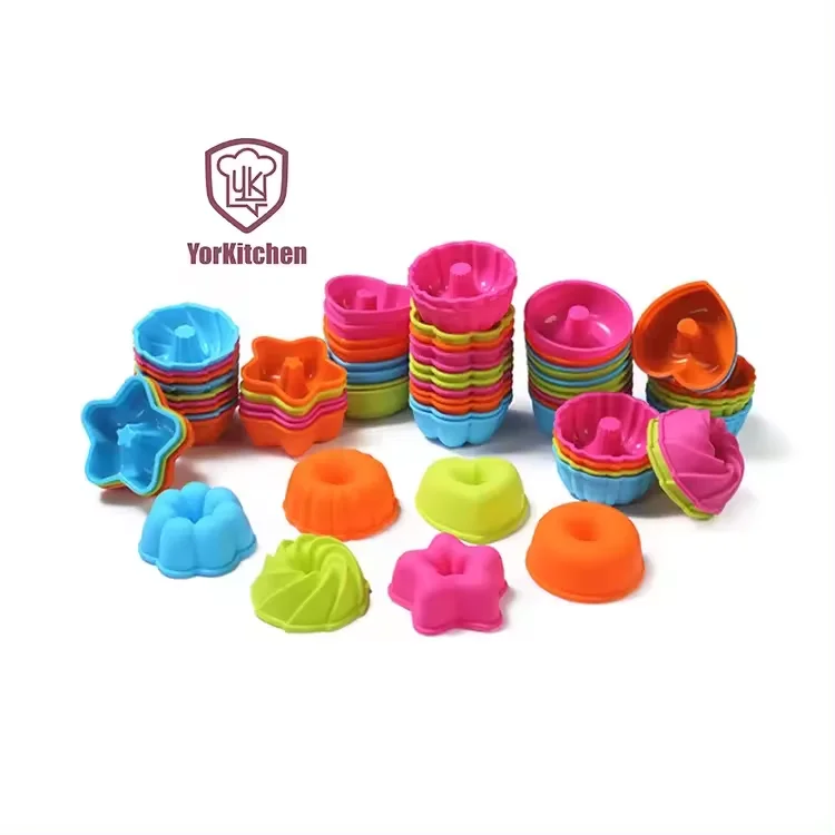 24 Pack Mini silicone molds for cake decorating Baking Cups Cupcake Liners Pumpkin Reusable Muffin Cups Cake Molds